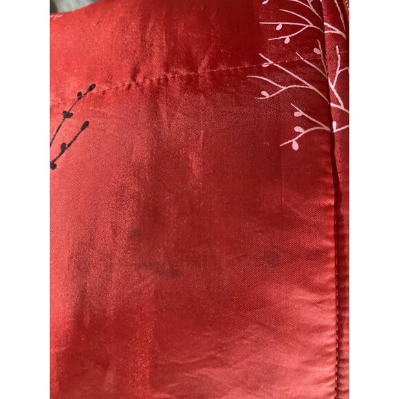 Womens Red Jacket 1X Nylon & Polyester Tree Print Full Metal Zip - Picture 7 of 9